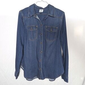 Cabi Denim Button Front Shirt – Western Pocket Chambray Style, Size S‎